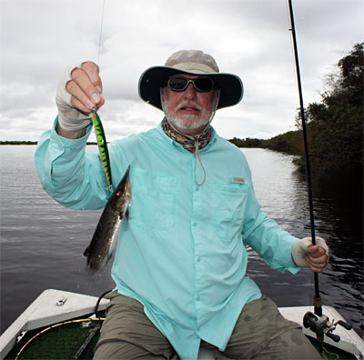 Michael Kinchen with a small bicuda caught on a jerkbait from the Rio Negro in Brazil